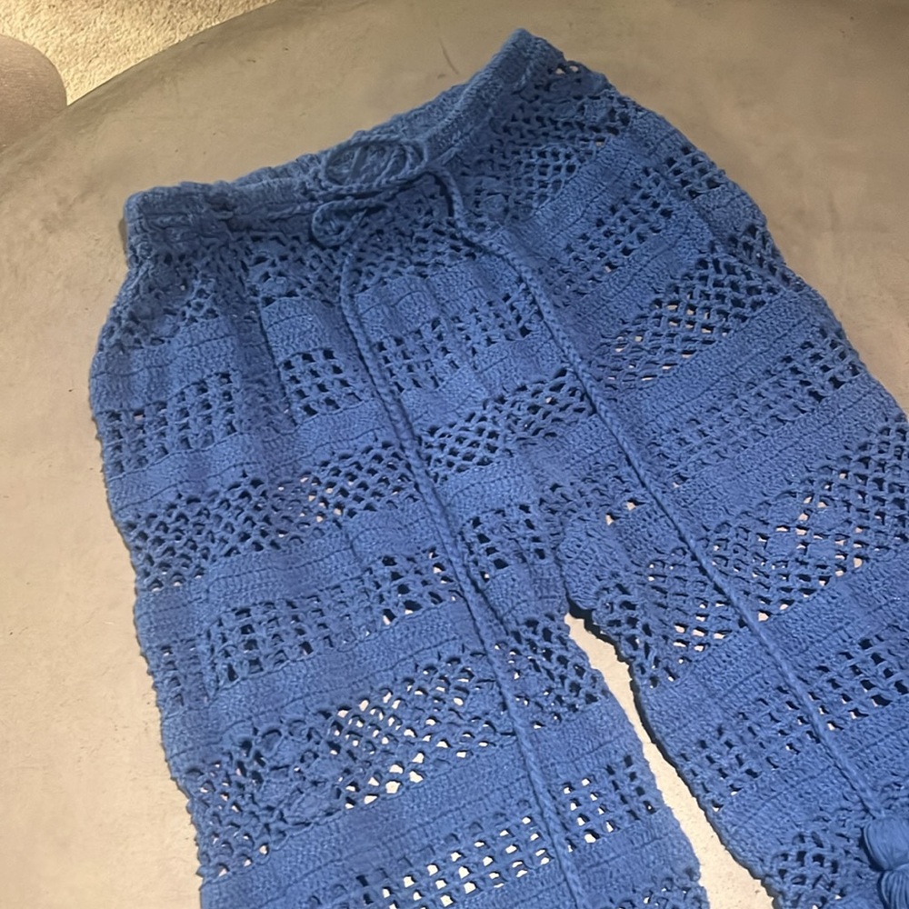 Akoia Swim - Blue Crochet Wide-Leg Pants - Picture 3 of 8